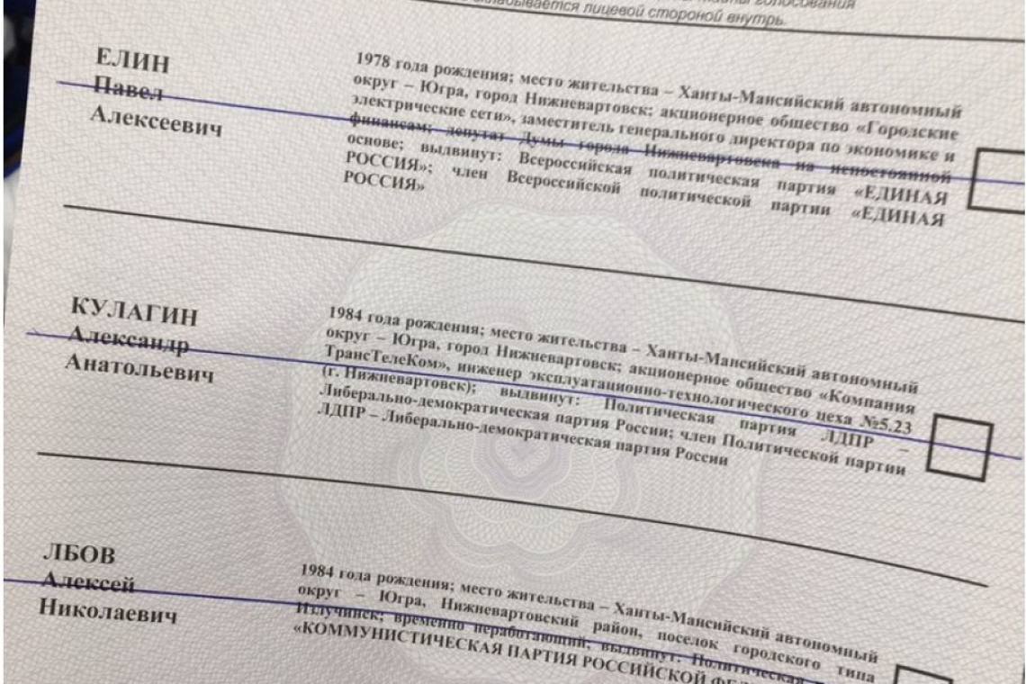 Региональный избирком дал комментарий по поводу порчи избирательного бюллетеня в Нижневартовске
